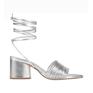 AEYDE Natania Metallic Leather Sandals in Silver Size 38 / US 8